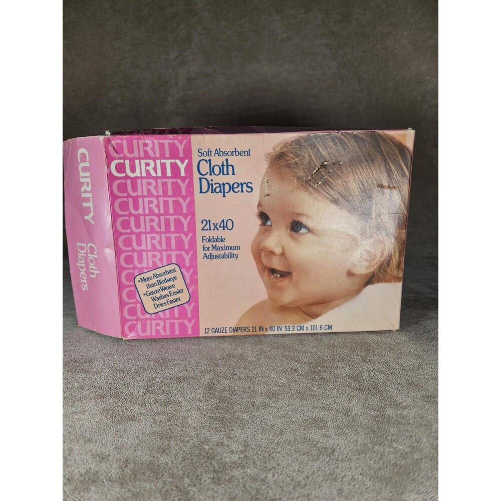 Vtg CURITY Gauze Weave Cloth Diapers NINE OF 12-21”X 40”  Open Box NOS 1960s/70s
